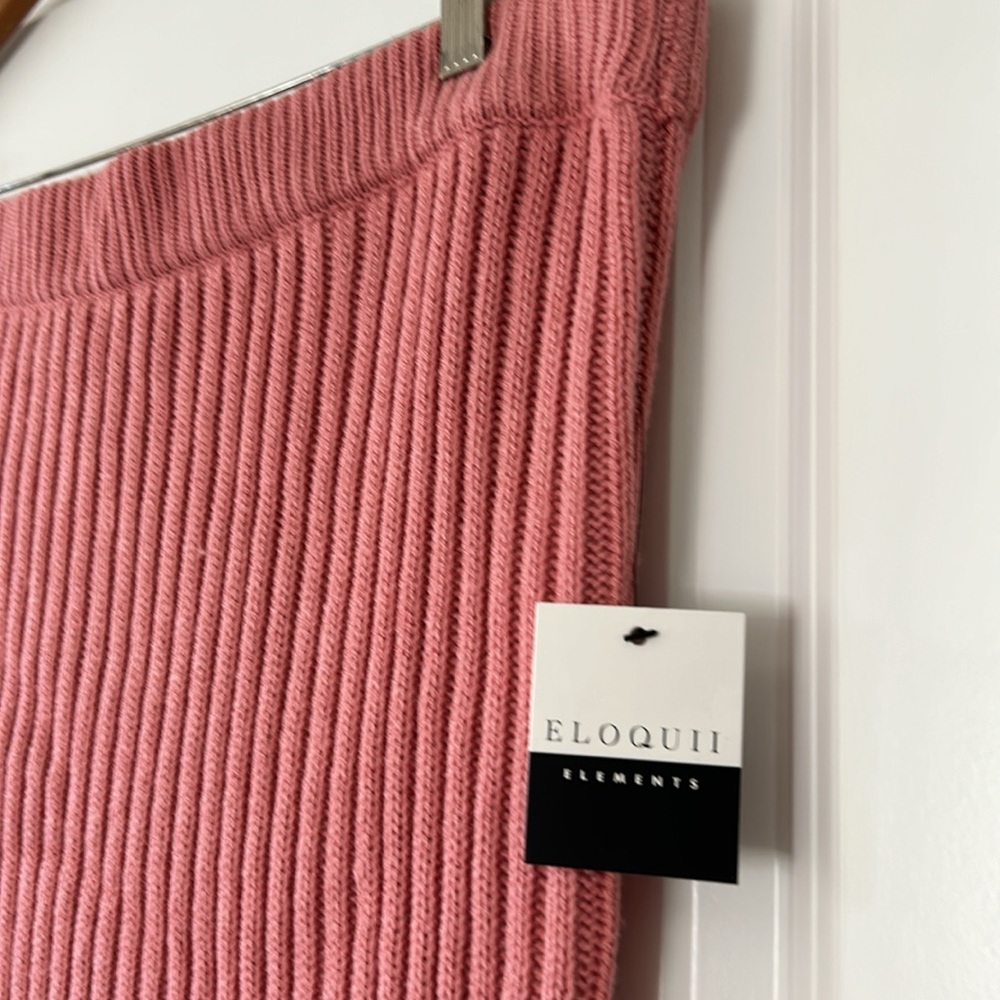 ⭐️NWT!⭐️Eloquii Elements Ribbed Knit Dusty Rose/Pink Stretchy Pull on Midi Skirt